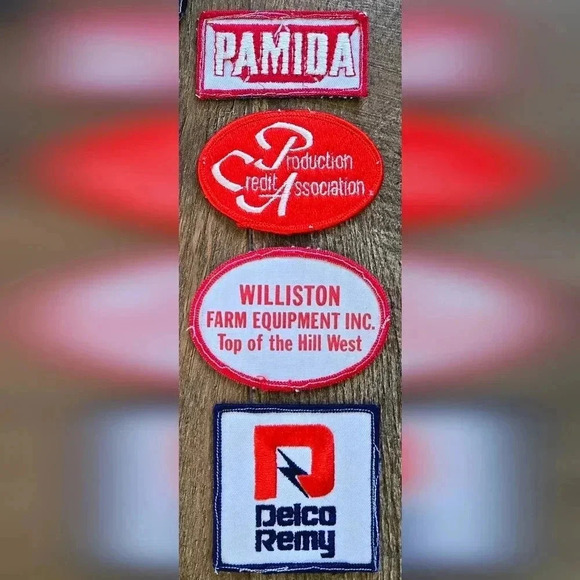 10 Vintage Jacket Uniform Fabric Patches Farm Construction Delco - Picture 3 of 4